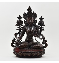 Hand Made Copper Alloy in Oxidation Finish 14.5" White Tara / Drolkar Statue