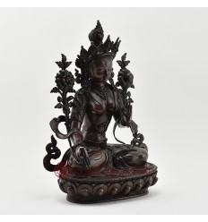 Hand Made Copper Alloy in Oxidation Finish 14.5" White Tara / Drolkar Statue