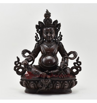 Hand Made Copper Alloy in Oxidation Finish 12.5" Yellow Dzambhala Statue