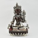 Hand Made Silver-Plated Copper Alloy in Oxidation Finish 13" White Tara Statue