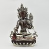 Hand Made Silver-Plated Copper Alloy in Oxidation Finish 13" White Tara Statue
