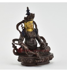 Machine Made with Copper Alloy in Oxidation Finish and Hand-Painted Face 4.75" Yellow Jambala Statue