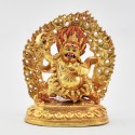 Machine Made Gold-Plated Copper Alloy with Hand-Painted Face 4.75" Bernagchen Mahakala Statue