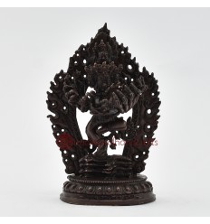 Machine Made Copper Alloy in Oxidation Finish 5.75" Hevajra with Nairatmya Statue