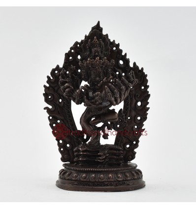 Machine Made Copper Alloy in Oxidation Finish 5.75" Hevajra with Nairatmya Statue