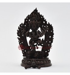 Machine Made Copper Alloy in Oxidation Finish 5.75" Hevajra with Nairatmya Statue