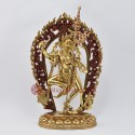 Hand Made Copper Alloy with Gold Gilded and Face Painted 14" Vajravarahi Jogini Statue