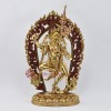 Hand Made Copper Alloy with Gold Gilded and Face Painted 14" Vajravarahi Jogini Statue