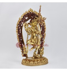 Hand Made Copper Alloy with Gold Gilded and Face Painted 14" Vajravarahi Jogini Statue
