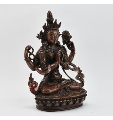 Hand Made Copper Alloy in Oxidation Finish 9.75" Chenrezig Statue