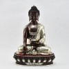 Hand Made Silver-Plated Copper Alloy in Oxidation Finish 13" Shakyamuni Buddha Statue