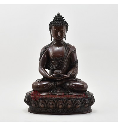 Hand Made Copper Alloy in Oxidation Finish13" Amitabha Buddha Statue