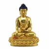 Hand Made 24-Karat Gold-Gilded Copper Alloy with Hand-Painted Face 13" Shakyamuni Buddha Statue