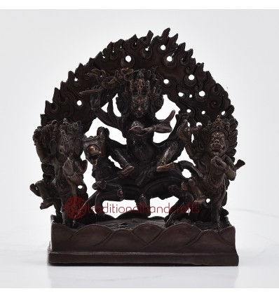Machine Made Copper Alloy in Oxidation Finish  4.5" Palden Lhamo Statue