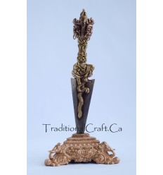 Fine Quality 10.5" Hand Crafted Phurba/Phurwa Set - Tibetan Buddhist Ritual Dagger from Patan, Nepal