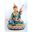FINE QUALITY GOLD GILDED WITH FACE PAINTED HAND CARVED 19.25" Coloured Glaze GURU RINPOCHE COPPER STATUE FROM PATAN, NEPAL.