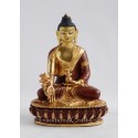 FINE QUALITY 6" MEDICINE BUDDHA GOLD GILDED WITH FACE PAINTED COPPER STATUE FROM PATAN, NEPAL