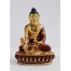 FINE QUALITY 6" MEDICINE BUDDHA GOLD GILDED WITH FACE PAINTED COPPER STATUE FROM PATAN, NEPAL