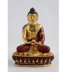 Fine Quality 6" Amitabha/Amida Buddha Gold Gilded with Face Painted Statue from Patan, Nepal