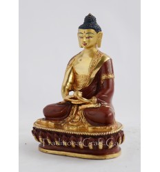 Fine Quality 6" Amitabha/Amida Buddha Gold Gilded with Face Painted Statue from Patan, Nepal