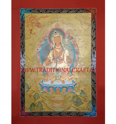 47" x 34.25" Maitreya Buddha Thangka Painting