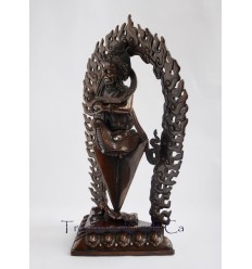 Fine Quality 13.25" Panjarnata Mahakala Oxidized Copper Alloy Statue from Patan, Nepal