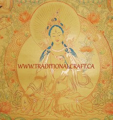 33" x 23.5" White Tara Thangka Painting
