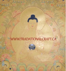 33.25" x 24.75" Shakyamuni Buddha Thangka Painting