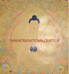 33.25" x 24.75" Shakyamuni Buddha Thangka Painting