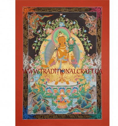 47.5" x 35" Maitreya Buddha Thangka Painting