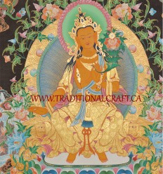 47.5" x 35" Maitreya Buddha Thangka Painting