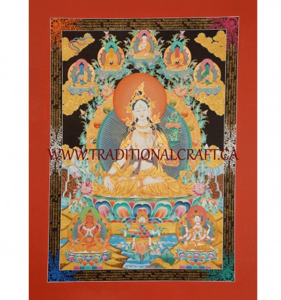 46.5" x 34.5" White Tara Thangka Painting