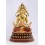 FINELY HAND CARVED GOLD FACE PAINTED 10" APARMITA / AMITAYUS / CHHEPAME COPPER GOLD GILDED STATUE FROM PATAN, NEPAL