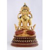 FINELY HAND CARVED GOLD FACE PAINTED 10" APARMITA / AMITAYUS / CHHEPAME COPPER GOLD GILDED STATUE FROM PATAN, NEPAL
