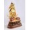 FINELY HAND CARVED GOLD FACE PAINTED 10" APARMITA / AMITAYUS / CHHEPAME COPPER GOLD GILDED STATUE FROM PATAN, NEPAL