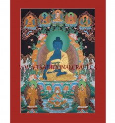 33.5" x 24.5" Medicine Buddha Thangka Painting