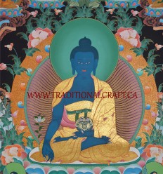 33.5" x 24.5" Medicine Buddha Thangka Painting