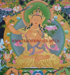 33.5" x 24" Manjushri Thangka Painting