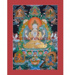 33.25" x 23.75" Chenrezig Thangka Painting