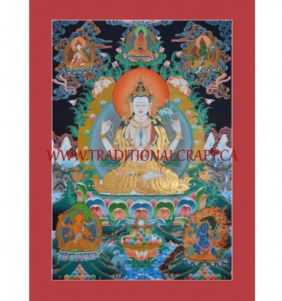 33.25" x 23.75" Chenrezig Thangka Painting