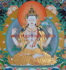 33.25" x 23.75" Chenrezig Thangka Painting