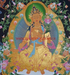 33.25" x 23.75" Maitreya Buddha Thangka Painting