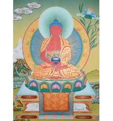 Fine Quality 26.75" x 20.75" Aparmita Tibetan Buddhist Karmakoti Thangka/Thanka Painting from Patan, Nepal