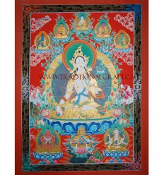 45.5" x 35" - White Tara Thangka Painting
