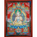 45.5" x 35" - White Tara Thangka Painting