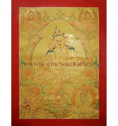 31.75" x 22.75"- Yellow Jambhala Thangka Painting