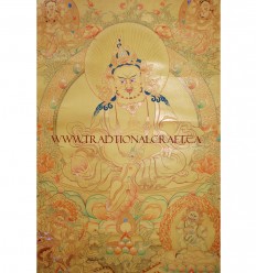 31.75" x 22.75"- Yellow Jambhala Thangka Painting