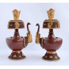Fine Quality 9" Tibetan Buddhism 24 K Gold Gilded Copper Alloy Bhumba Sacred Vase Set from Patan, Nepal