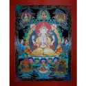 48" x 36.75" Chenrezig Thangka Painting