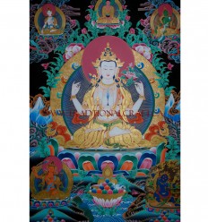 48" x 36.75" Chenrezig Thangka Painting